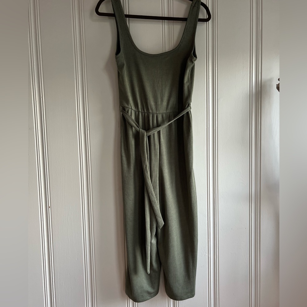 NWOT Ribbed Belted Army Green Jumpsuit